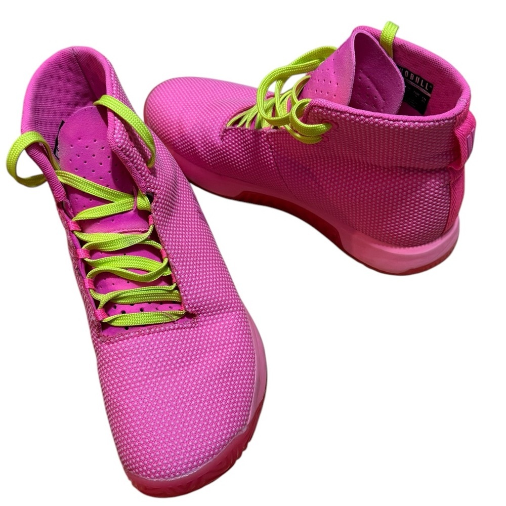 Vibrant Pink and Neon Green High-Top Sneakers - Picture 8 of 16
